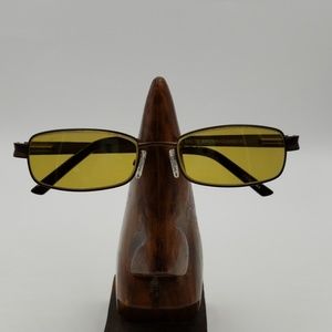 Modern Urock Brown Gunmetal Rectangle Sunglasses
